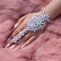 factory direct sales fashion charm women leisure party bracelet ring set luxury crystal flower zircon jewelry wholesale retail