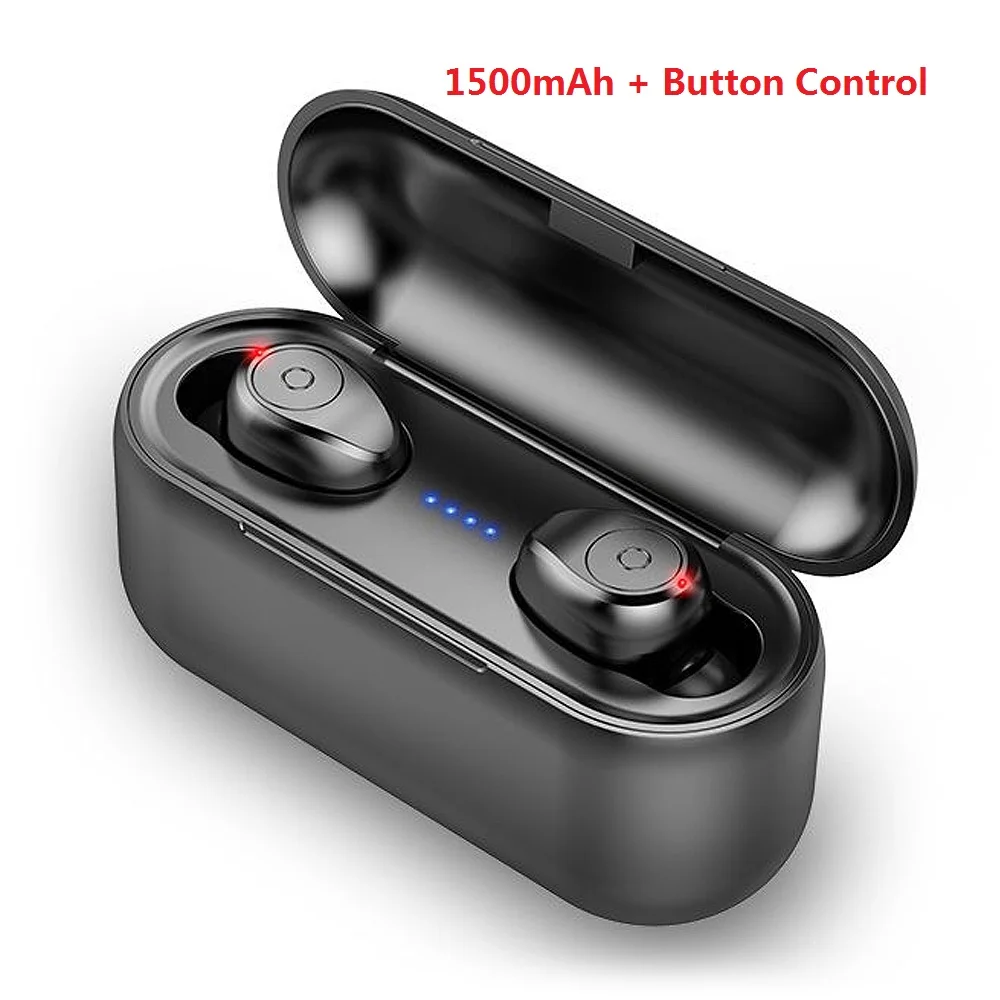 F9 TWS 5,0, Bluetooth наушники, беспроводные наушники, спортивные наушники, свободные руки, водонепроницаемые наушники с 2000 мАч, Дополнительный внешний аккумулятор для IPhone - Цвет: Black  1500mAh