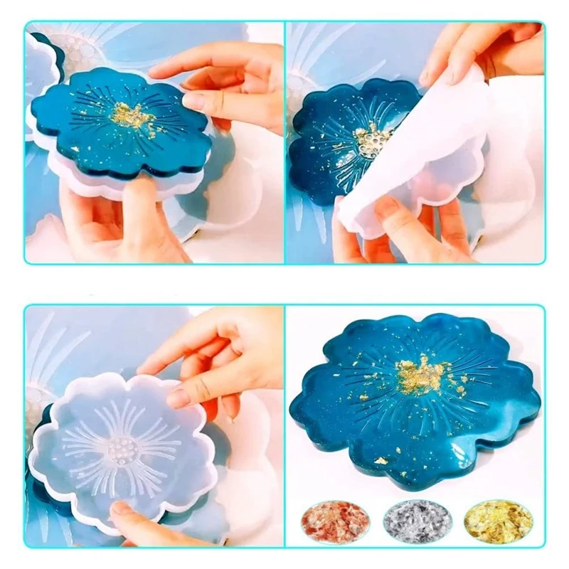 

Wine Rack Coaster Silicone Mold Flower Card Round Wine Rack Mold DIY Handmade Crystal Glue Mold Silicone Resin Coaster