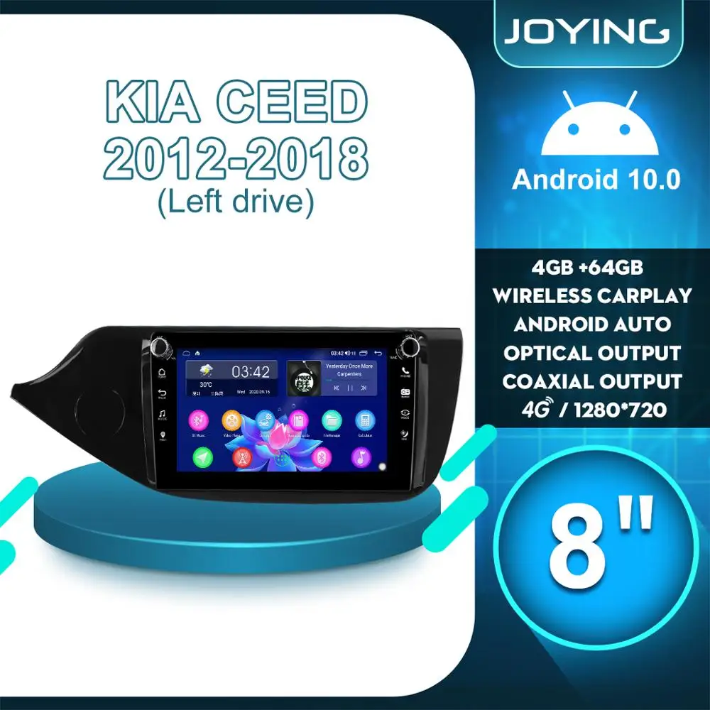 Автомагнитола 1DIN 8 дюймов Android 10 мультимедийный DVD плеер для Kia Ceed 2012 2018 левый