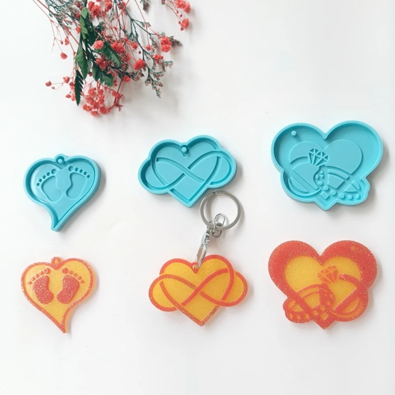 

Silicone Mold Lovely Footprint Keychain Epoxy Resin Mold DIY Keychain Pendant Jewelry for Valentine Love Gift Craft