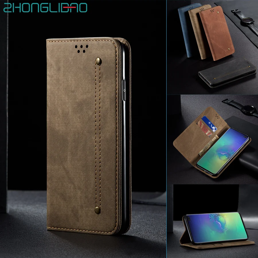 Джинсовый кожаный чехол книжка для Samsung S11 S10e S10 Plus 5G A50 A30 A20 M30s A70 A10s A20s A50s
