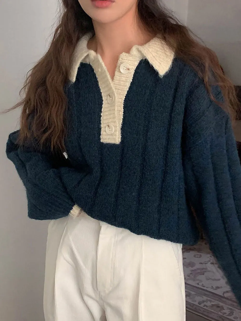 

Butemoda Korean Style Spring Solid Sweater with Zip Fall Pullover Topsloose Elegant Female New Fashion Oversize Plus Size