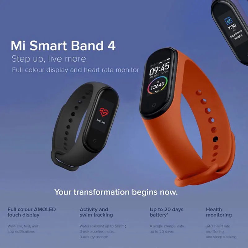 Глобальная версия Xiaomi mi Band 4 band Bluetooth Смарт браслет пульсометр фитнес китайская