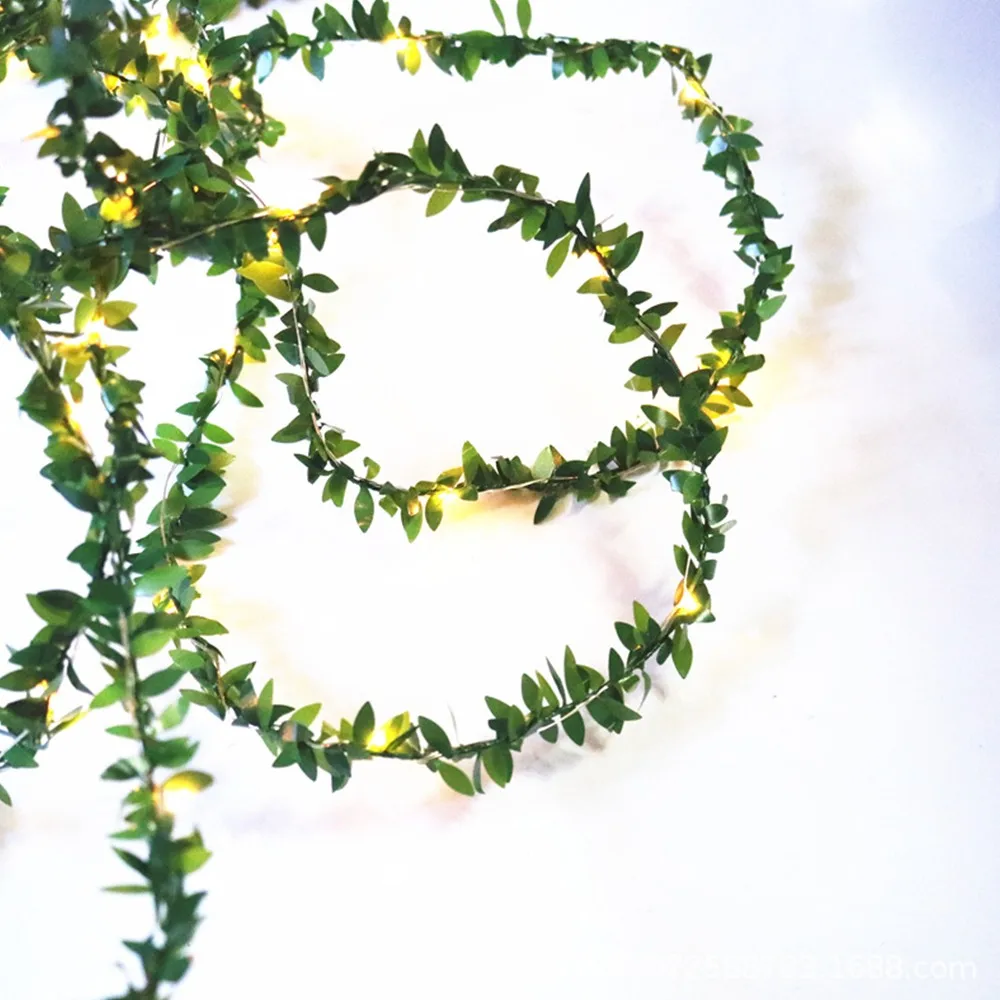 Гирлянда с крошечными листьями теплый светодиодный шнурок из медной проволоки