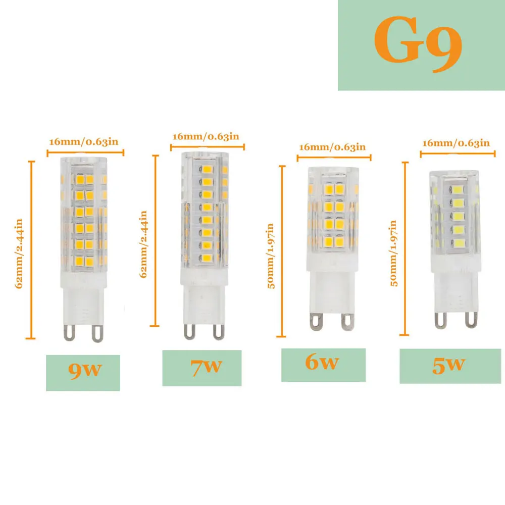 

Mini G9 LED Bulb 5W 6W 7W 9W 2835 SMD Bulb 51LEDs 75LEDs 220V 230V 240V Corn Lamp LED Spotlight Replace Replace 30w 60w Halogen