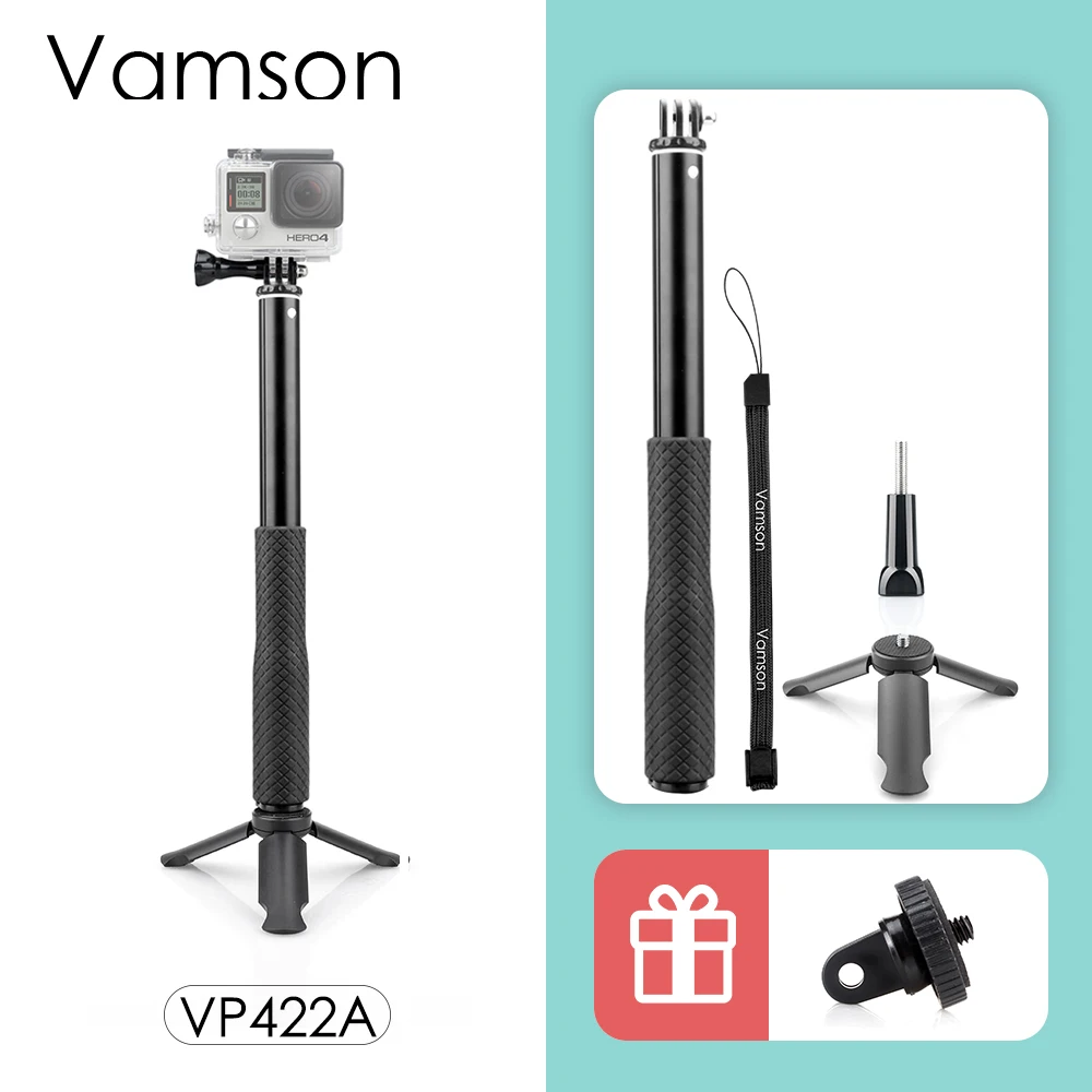 Vamson аксессуары для штатива GoPro монопод Регулируемая селфи палка для GoPro Hero 8 7 6 5 для Xiaomi Yi SJCAM для телефона VP422 - Цвет: VP422A