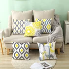 Чехол для подушки в скандинавском стиле с геометрическим рисунком, декоративная наволочка для дивана, гостиной в современном стиле 45*45, серого и желтого цвета