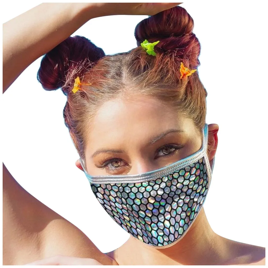 

Adult Unisex Mouth Mask Outdoor Windproof Foggy Flash Sequins Metal Mask Face Cover Mascarillas Reutilizables Con Adulto