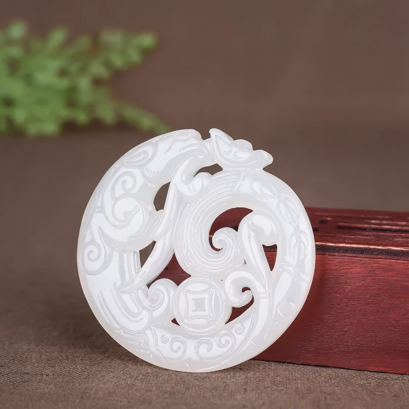 Натуральный зеленый ручной работы античный нефритовый кулон ювелирные изделия