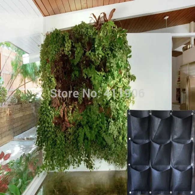 

9-Pocket Hanging Vertical Garden Fruit Vege Planter Home Garden Wally Decoration Planters free shipping