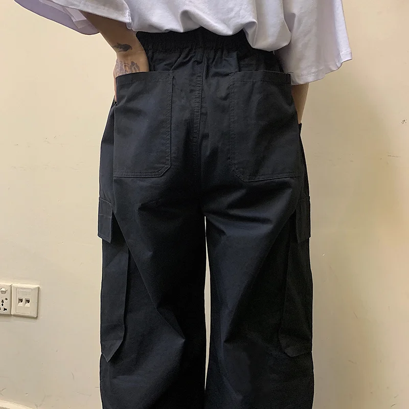 

Korean Harajuku woman pants Casual vintage female Hip hop Black streetwear dropshipping pocket High Waist Loose Trousers clothes