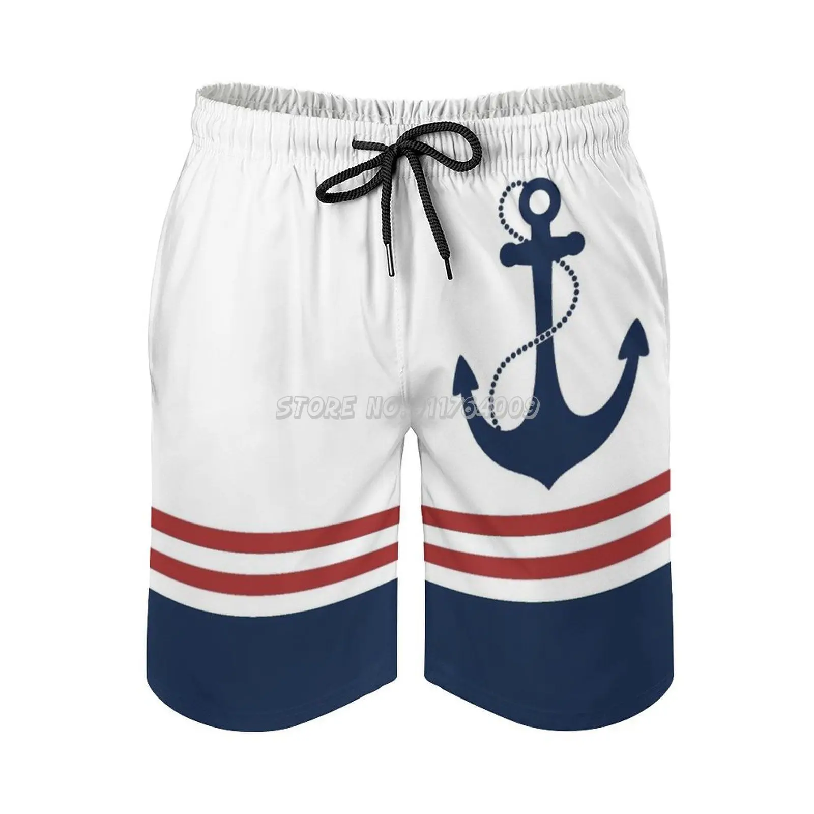 Мужские пляжные шорты с морским якорем бордовые бермуды для плавания и серфинга