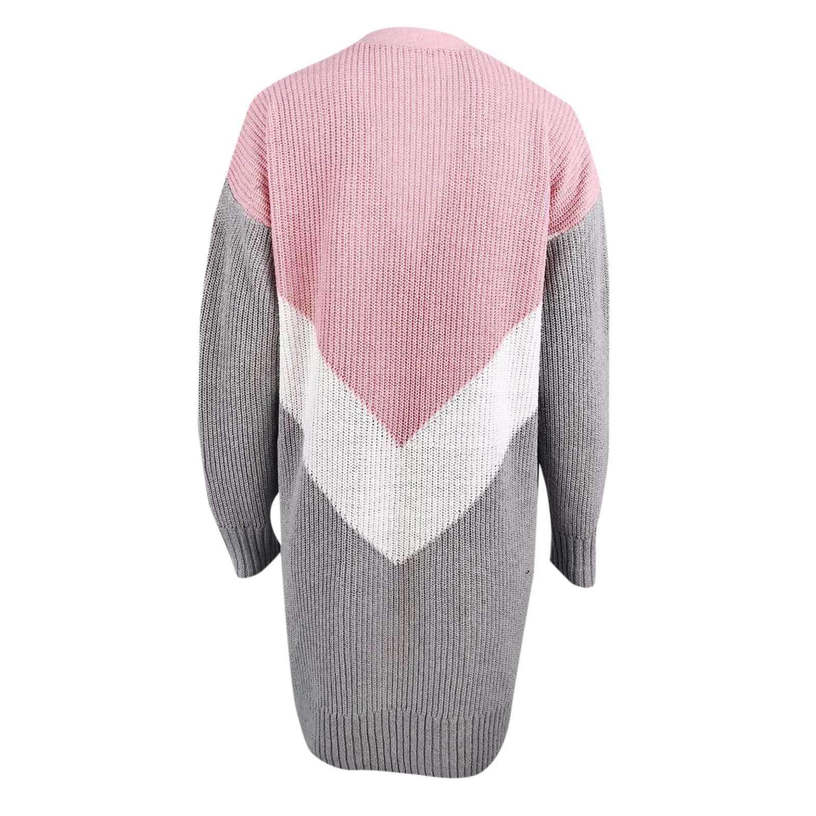 

women winter jacket Women's Long-sleeved Color-blocking Long Knitted Sweater Cardigan Jacket