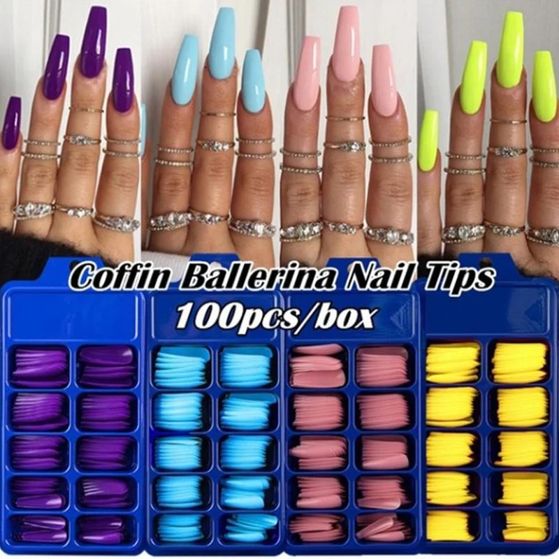 Накладные ногти 100 шт./лот летние однотонные заостренные накладные стикер
