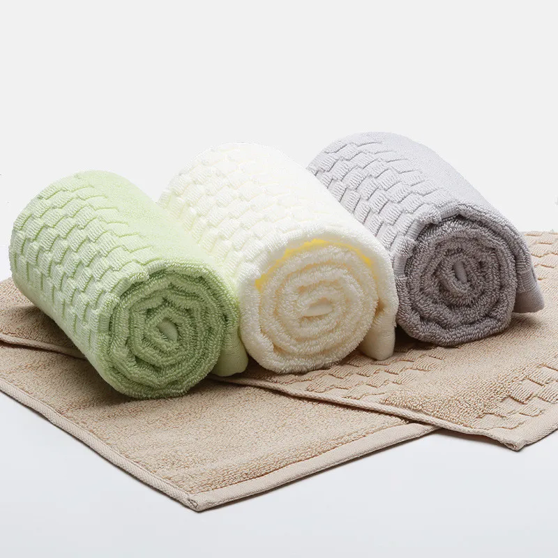 

32x74cm Solid Color Plaid 100% Cotton Washcloth For Adult Absorbent Home Bathroom Hand Towel