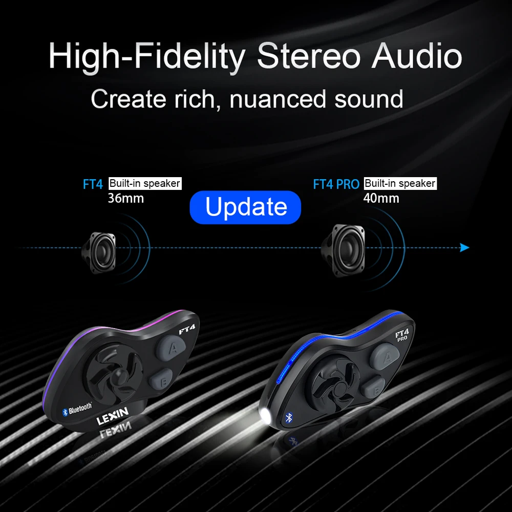 LEXIN новинка 1 шт. FT4 PRO Bluetooth мотоцикл домофон встроенный fm-радио до 6 станций