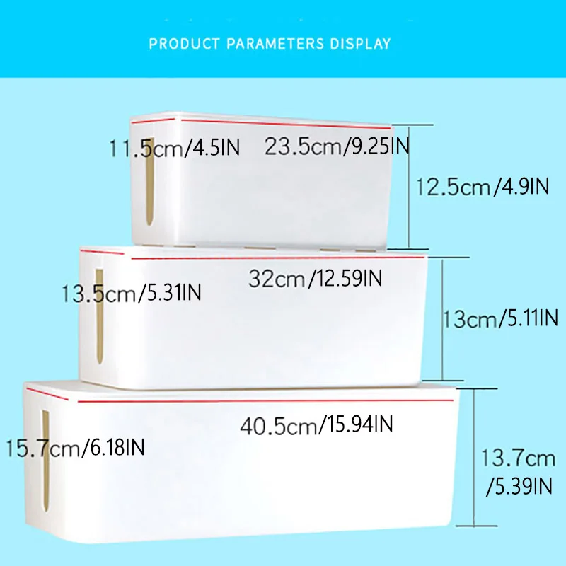 

PP Wire Storage Cable Box Manager Organizer Large Power Strip Line Storage Cases Junction Box for Home Safety 3 sizes