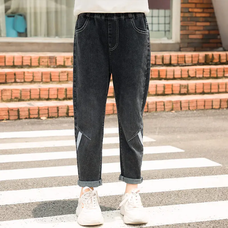 Детские черные джинсы для девочек подростков коллекция 2019 года сезон весна осень