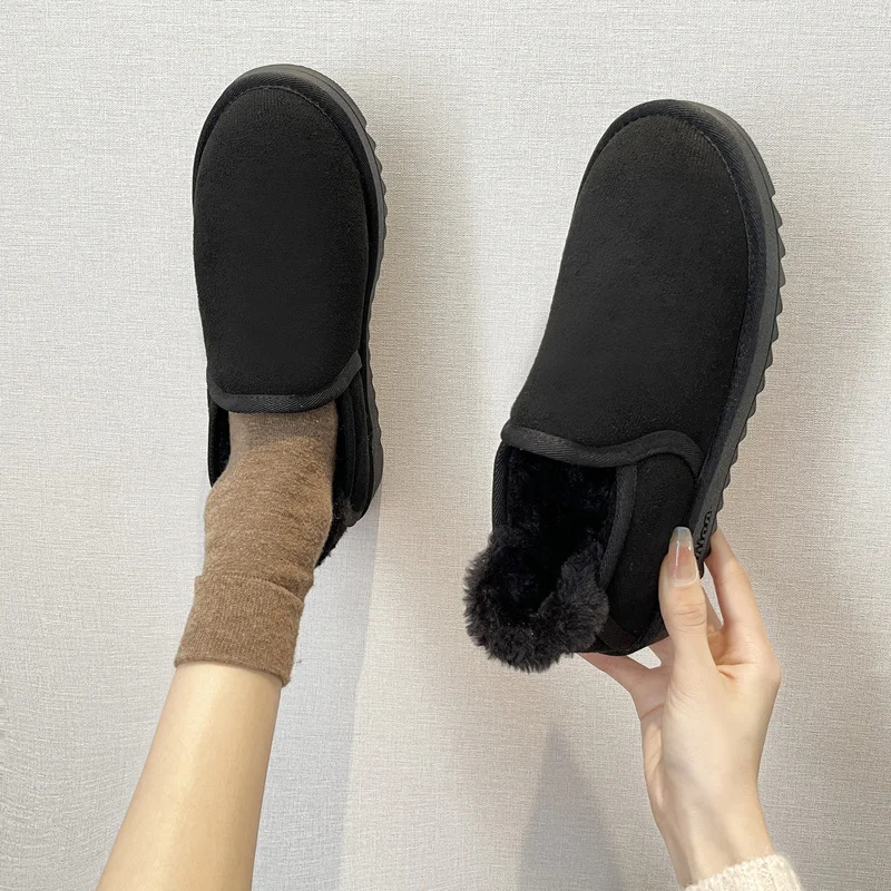 

Women's Shallow Mouth Snow Boots One Pedal Round Toe Casual Women's Sports Shoes Shallow Mouth Loafers Short Plush Women's Boots