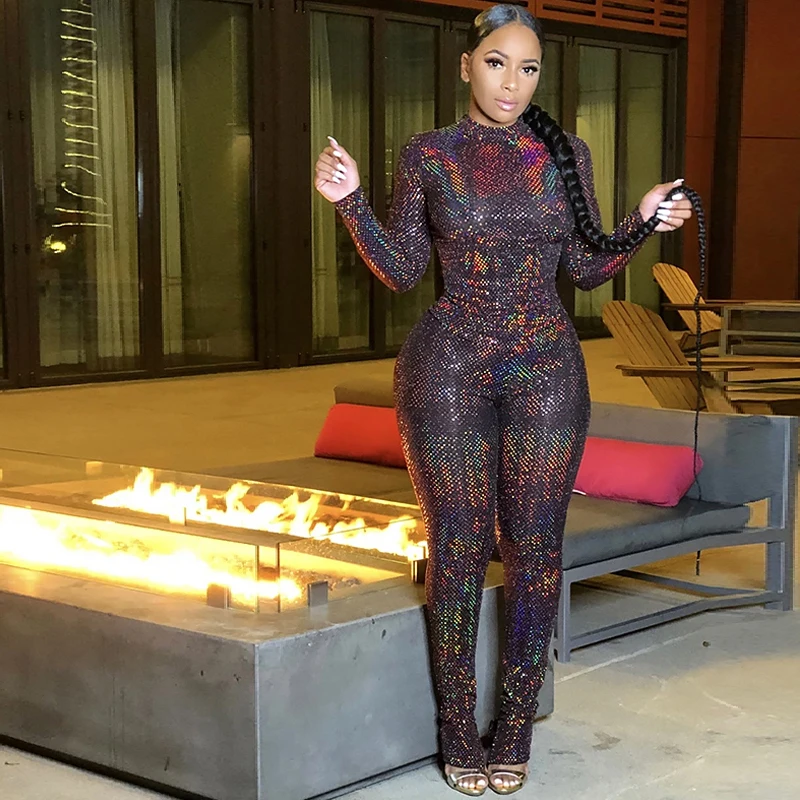 

Y2K Young Sequin Long Sleeve Tee Two Piece Set Slim Pants Women Sexy Club Party Outfits Plus Size 4XL Bag Hip Matching Clothing