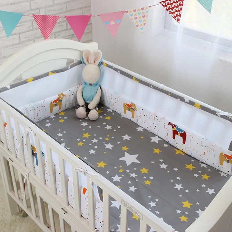 5 шт. хлопковые бамперы для детской кроватки сетчатые дышащие защитные бортики