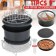 11x 9 Inch Air Fryer Accessories Fit for Airfryer 5.2-6.8QT Baking Basket Pizza Plate Grill Pot Kitchen Cooking Tool for Party