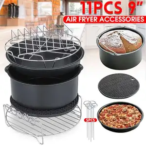 11x 9 Inch Air Fryer Accessories Fit for Airfryer 5.2-6.8QT Baking Basket Pizza Plate Grill Pot Kitchen Cooking Tool for Party