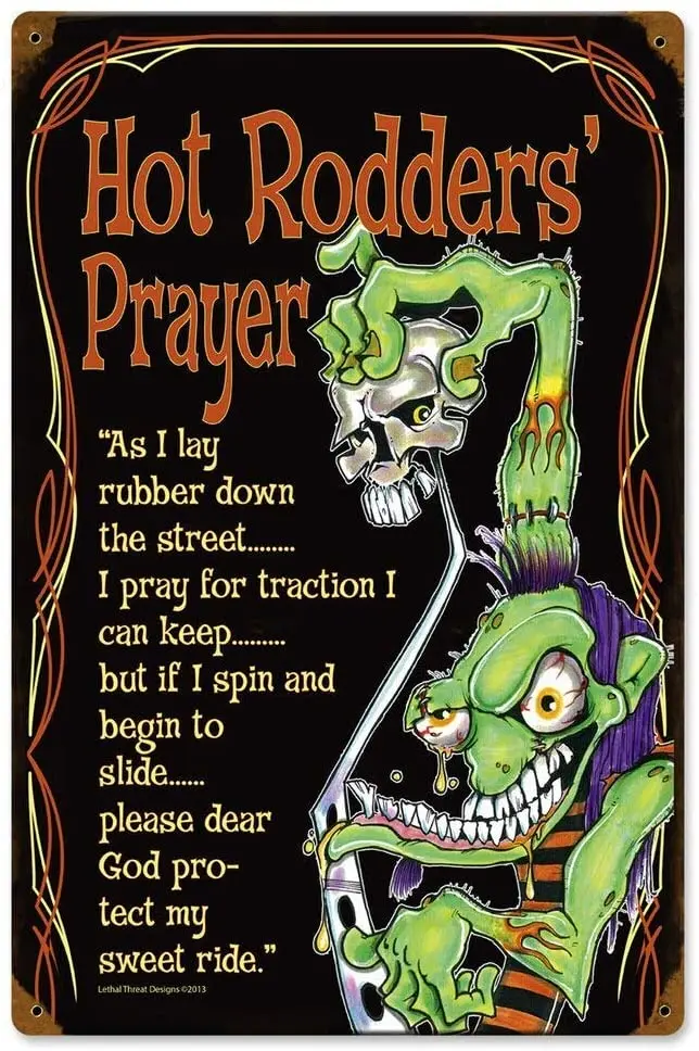 

HomDeo металлические знаки Настенный декор жестяной знак горячий стержень молитва Винтажный стиль как, Ative ретро кафе бар знак, 12x8 дюймов персо...