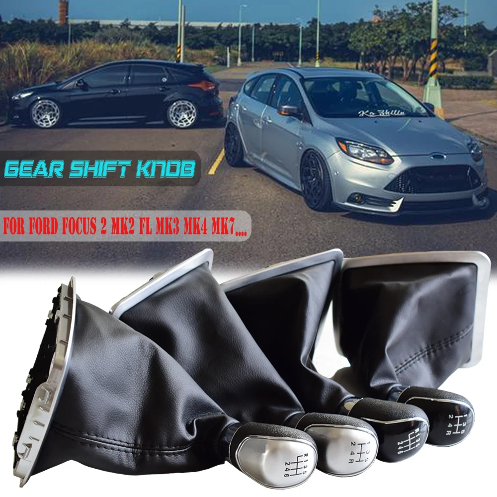 Автомобиль 5 6 скоростей Рычаг переключения передач для Ford Focus 2 MK2 FL C-MAX 2006-2011 MK3 MK4 MK7 Galaxy с кожаным пылезащитным покрытием