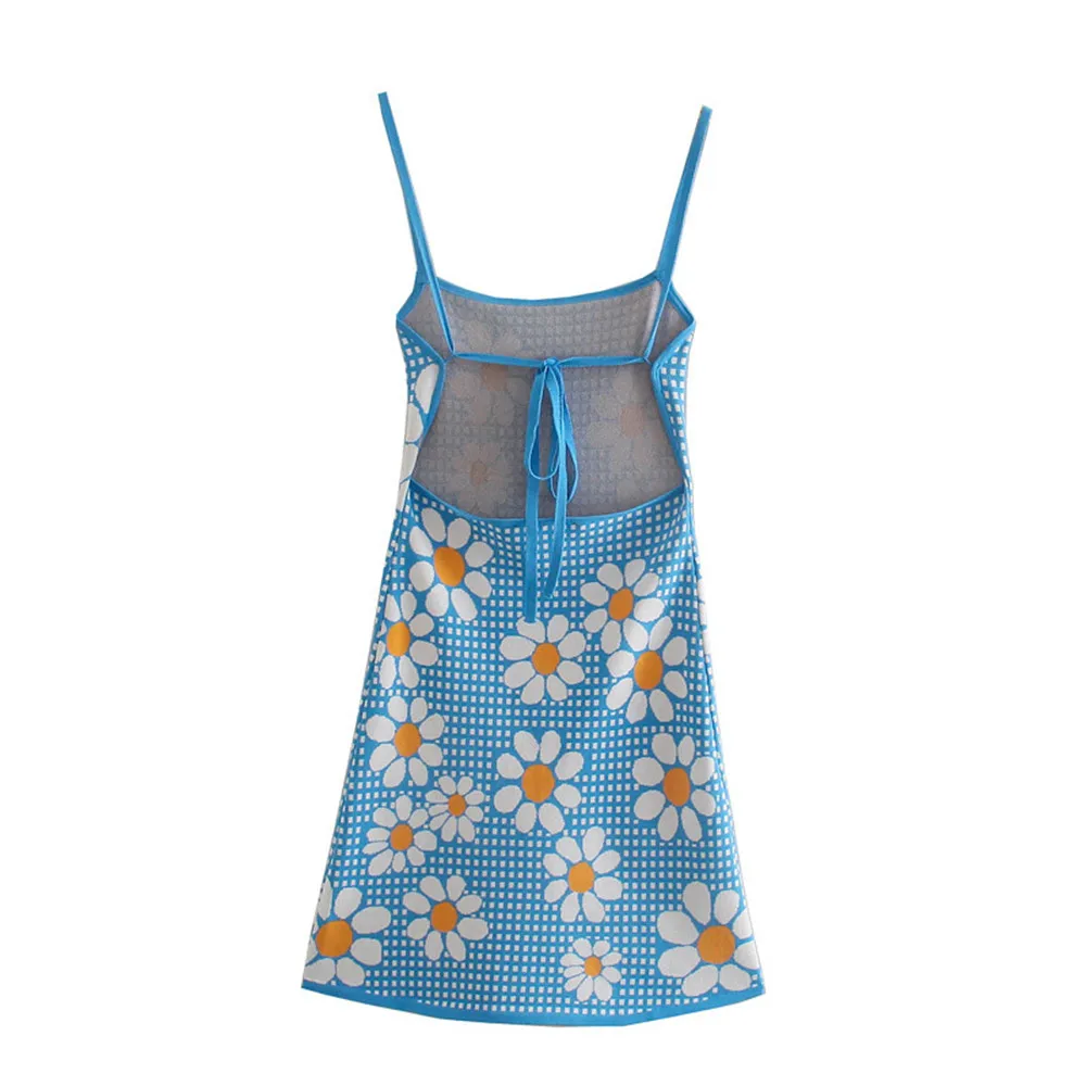 

2021 ZA summer new French sexy backless knitted flower suspender jacquard dress RA 2488015 2488/015