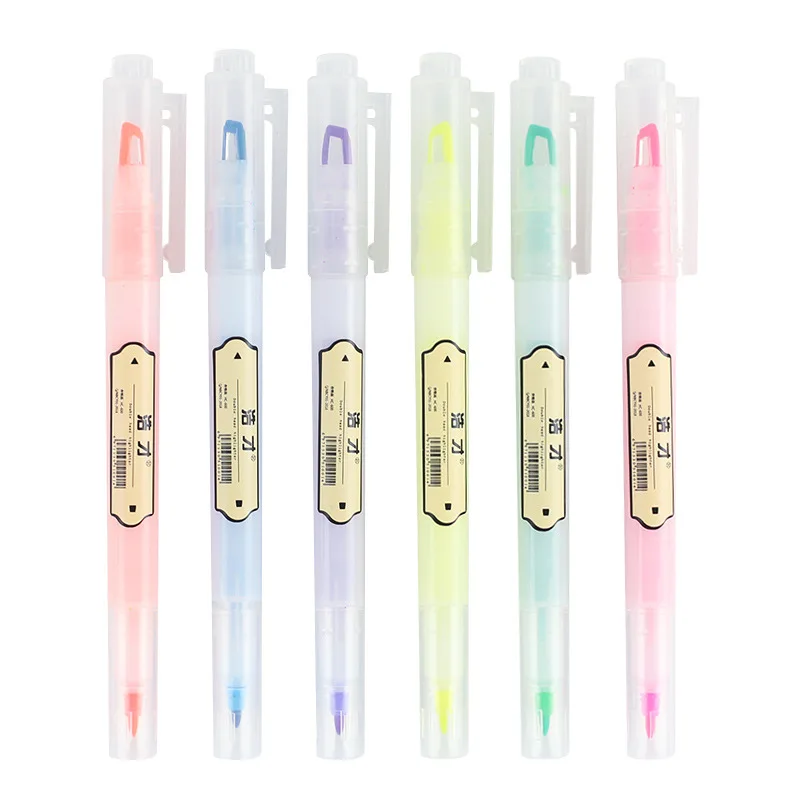 Набор маркеров-хайлайтеров с двумя наконечниками 6 шт. | Канцтовары для офиса и