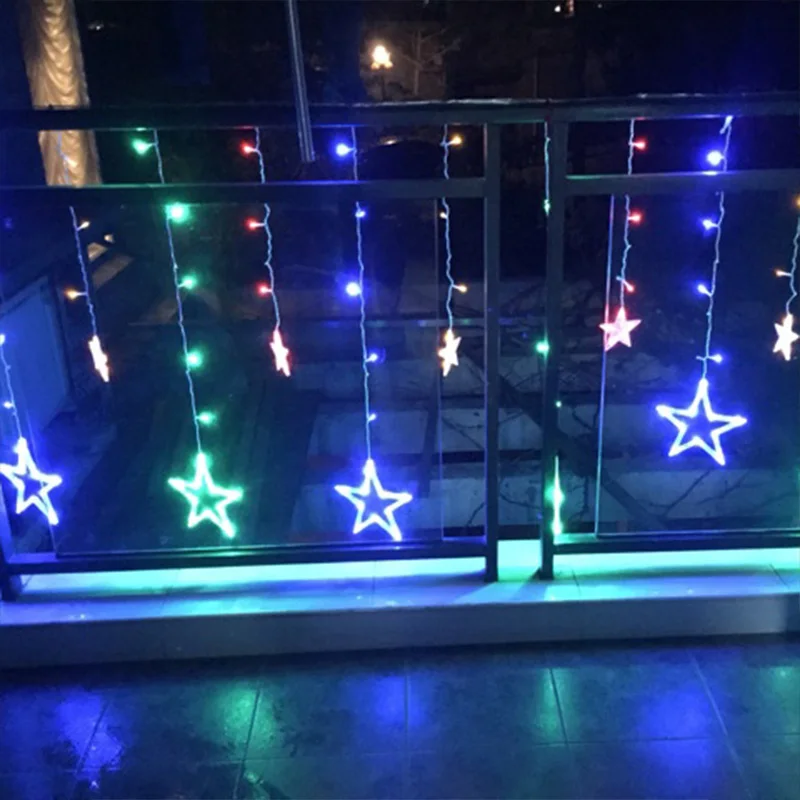 YINUO LIGHT 12PCS Stars Garland Led String Light Fairy Lights Curtain Waterproof 8 Modes Holiday Christmas Decoration | Лампы и