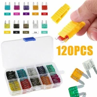 120 pcs profile small size blade car fuse assortment set for auto car truck 2357 5101520253035a fuse with plastic box