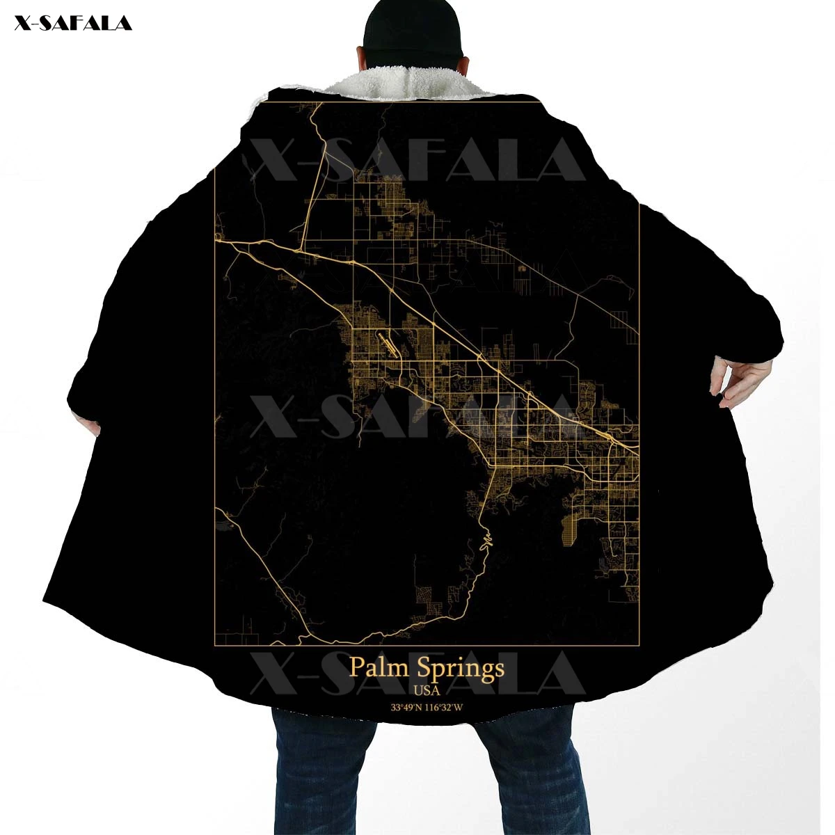 

USA City Map Limited Special Desgin Printed Hoodie Coat Hooded Blanket Cloak Thick Jacket Cotton Pullovers Dunnes Overcoat