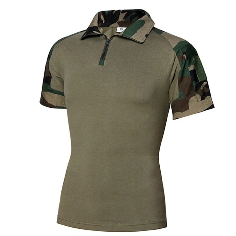 

Summer new fit army green trend solid Casual Short Sleeve Polo Shirt