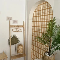 curtains yellow lattice door living room bedroom home decoration multifunctional background hanging cloth tulle windows shower