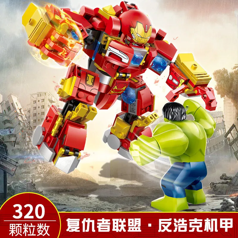 Совместимые строительные блоки Iron-man Hulk &amp thanos Mech DIY детские игрушки развивающие