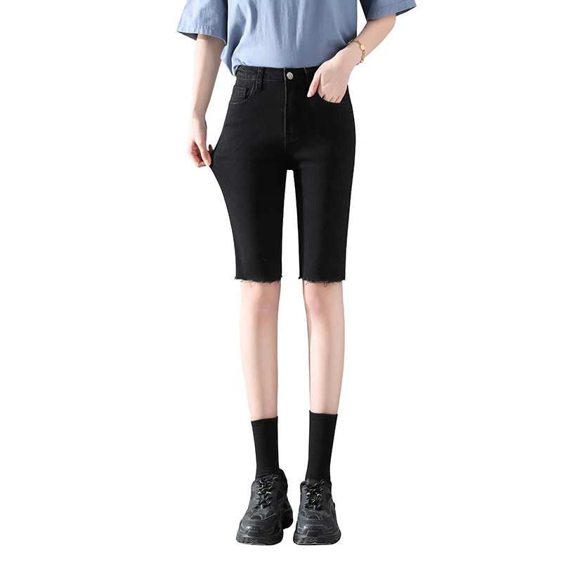 

Fashion women's jeans 2021 summer new denim five-point pants high waist shorts thin pants tight net red riding pants