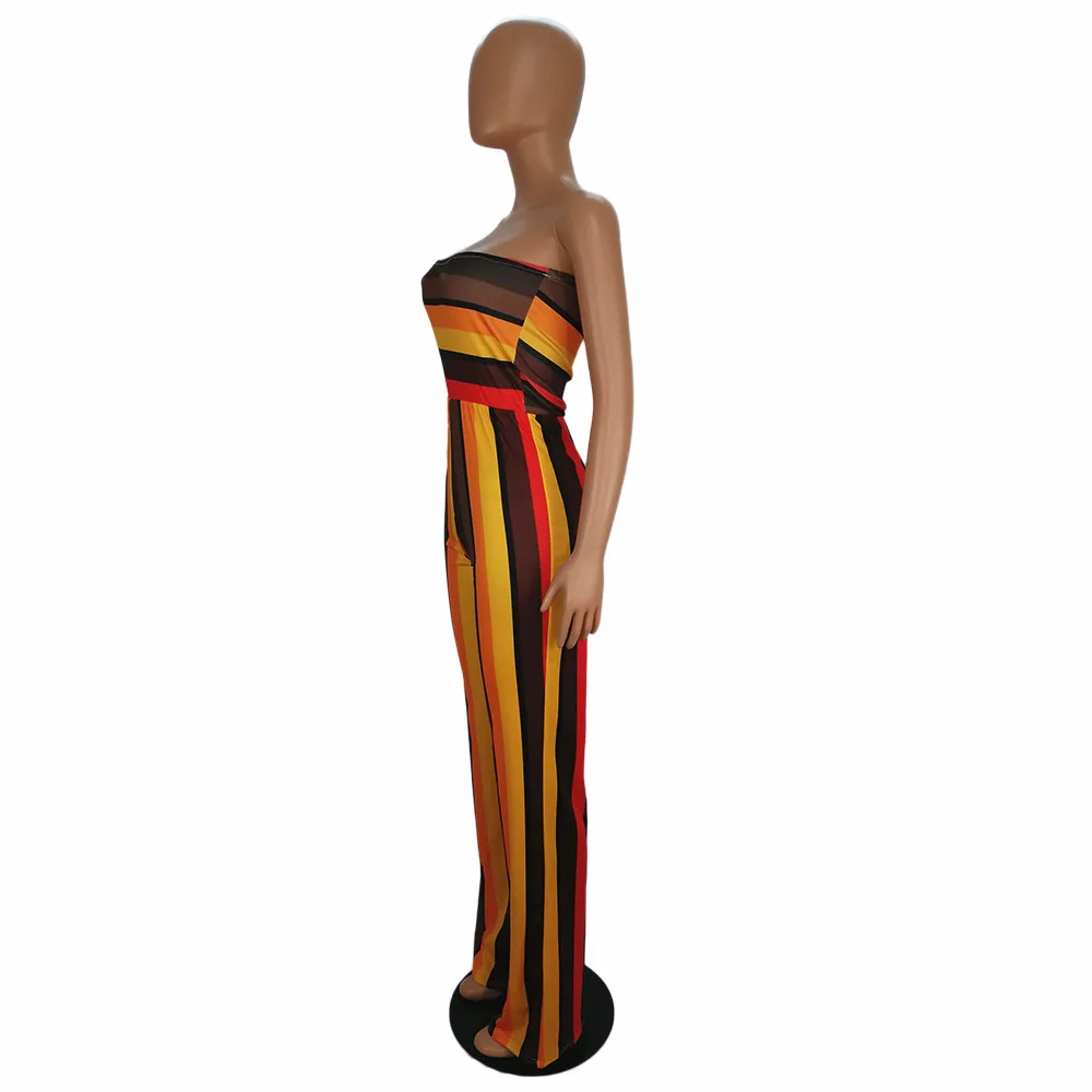 2020 полосатые дизайнерские сексуальные женские комбинезоны с завышенной талией