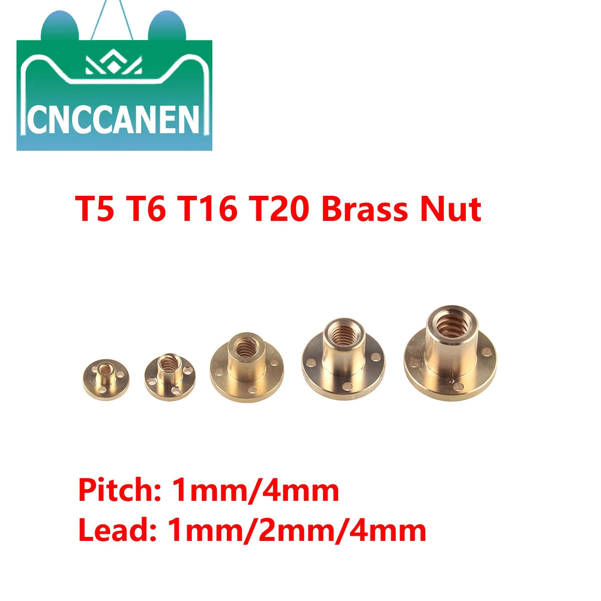

T5 T6 T16 T20 leadscrew nut Pitch 1mm/2mm Lead 1mm/2mm/4mm Brass Lead Screw Nut for CNC Parts 3D Printer Accessories