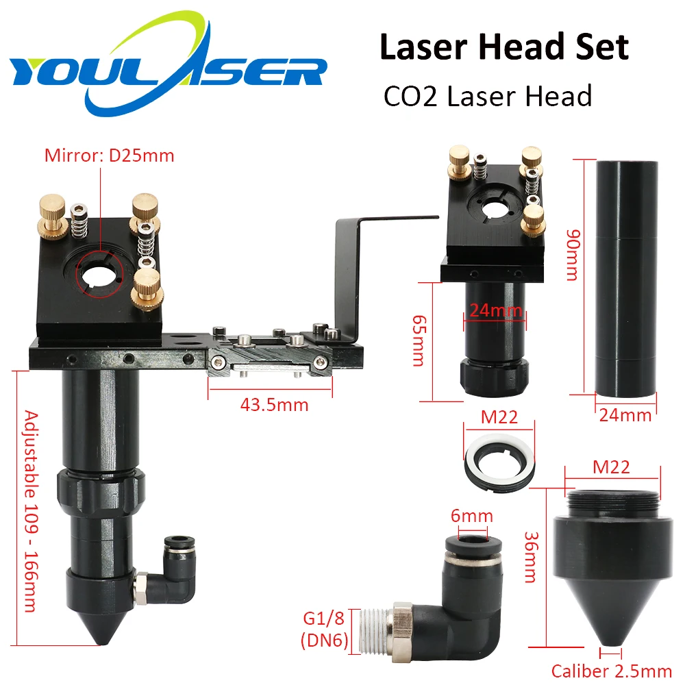 YOULASER CO2 лазерная головка набор линз диам.18fl38.1 диам.20fl50.8/63 5/101 6 мм встроенное