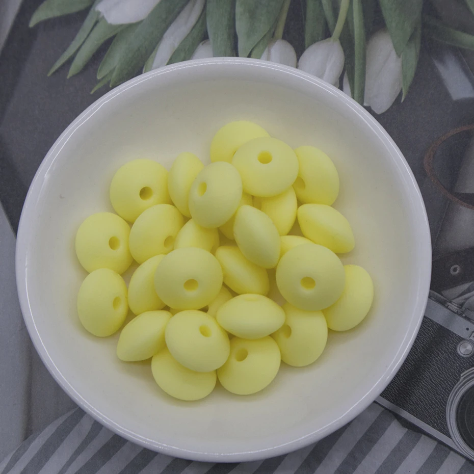 60pc Baby Teether Silicone Teethers BPA Free Abacus Lentils Beads Silicone Beads Baby Teething Nursing Pacifier Clip Accessories