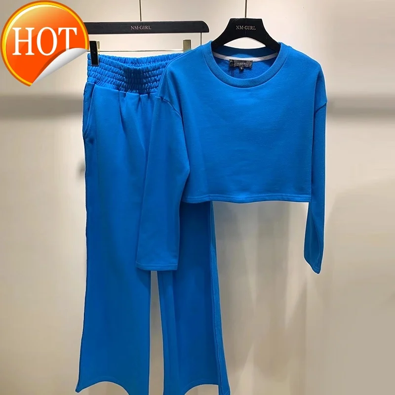 

Осень 2021, Новое Стильное женское платье для снижения возраста, модные темпераментные широкие брюки с высокой талией, модные спортивные штан...