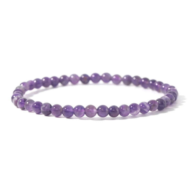 4MM Mini Amethyst Beads Bracelet Energy Bracelets Tiny Bracelet Natural Stone Statement Bracelet Charm Beaded Couples Bracelets