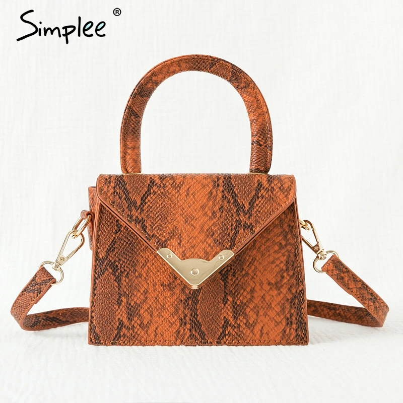 Simplee уличная женская кожаная сумка со змеиным принтом на ремне сумки плечо для