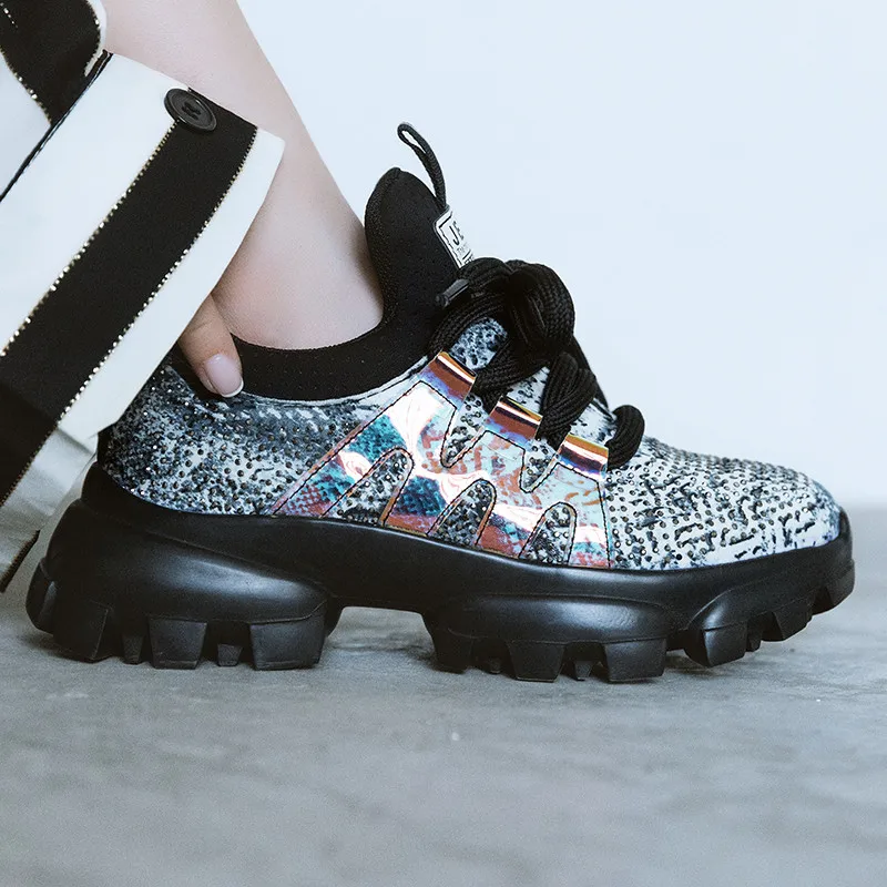 FEDONAS Brand Women Crystal Decoration Genuine Leather Sneakers Top Quality Flats Platform Casual Shoes Woman New Women Flats