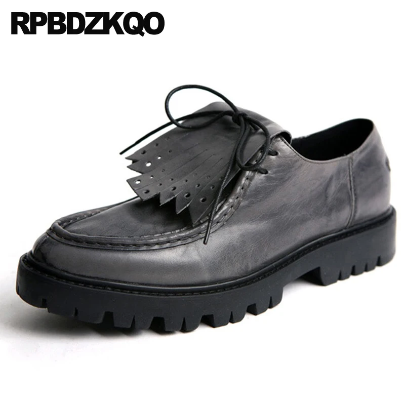 Spring Summer Tassel Nice European Fashion Oxfords Platform Creepers Cow Leather Runway Red Italy Chic Shoes Brand Famous Men | Обувь