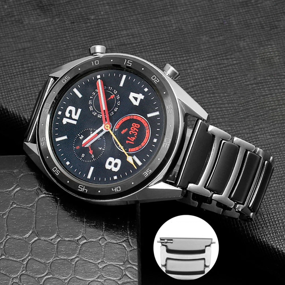 Браслет из нержавеющей стали керамика для huawei watch gt 2e samsung galaxy active 2 46 мм 42 gear s3 frontier
