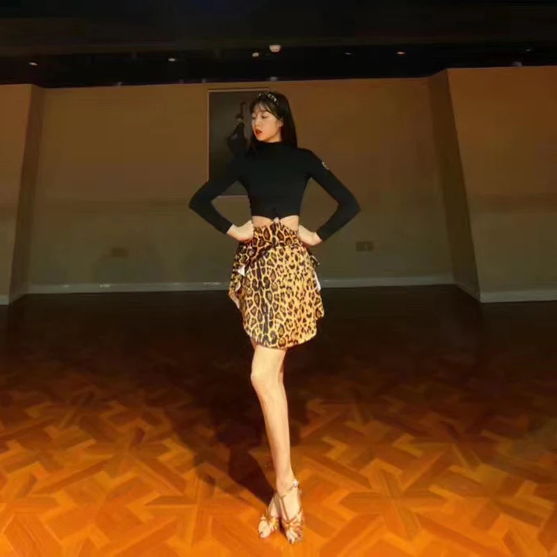 New Latin Dance Dress Women Practice Dancewear Leopard Salsa Rumba Modern Costumes Clothes DQS6458 | Тематическая одежда и